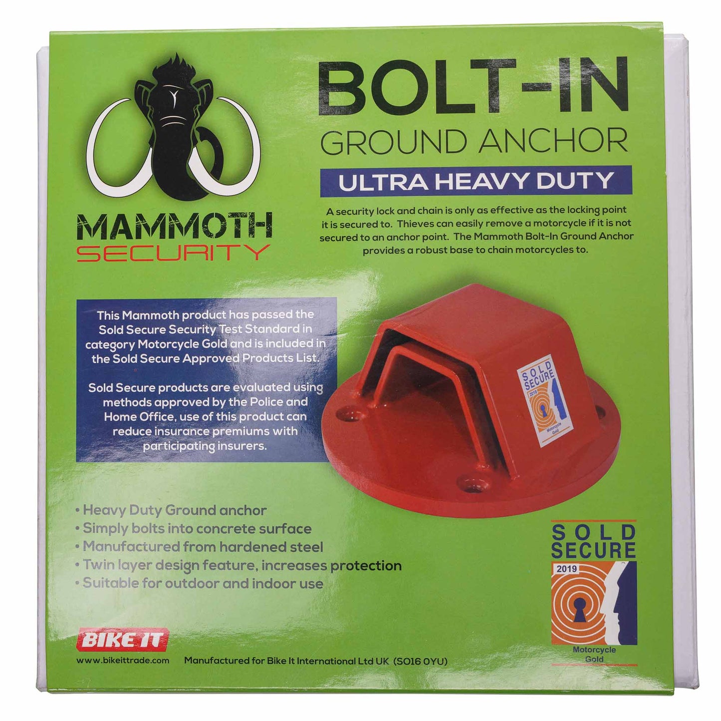 Mammoth Security Bolt In Ground Anchor Sold Secure Gold Approved