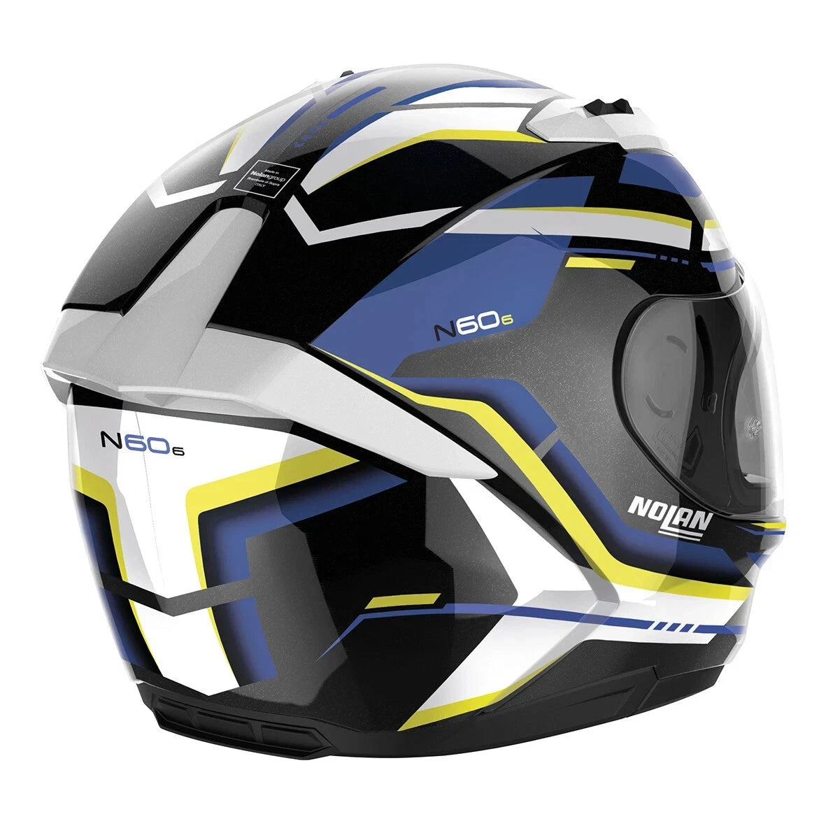 Nolan N60-6 Lancer Full Face Motorcycle Helmet - Gloss White / Blue / Yellow