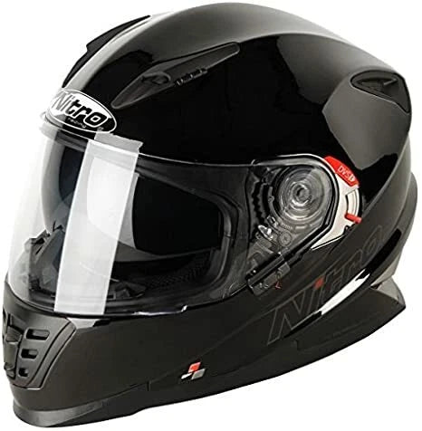Nitro NRS-01 Plain Gloss Black Motorcycle Helmet