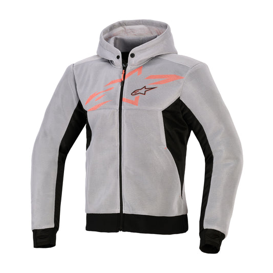 Alpinestars Chrome Superairflow Hoodie Black Mid Grey Red Fluo