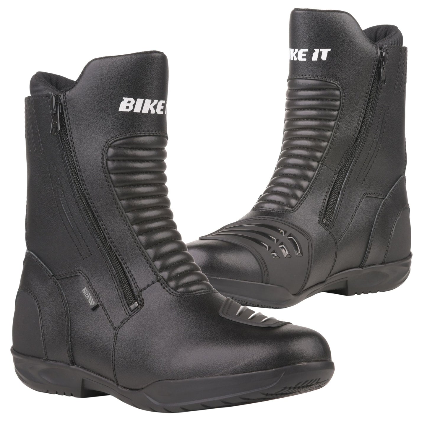 Bike It 'Preto' Black Mid Length Waterproof Motorcycle Boot (UK 12 / EUR 46)