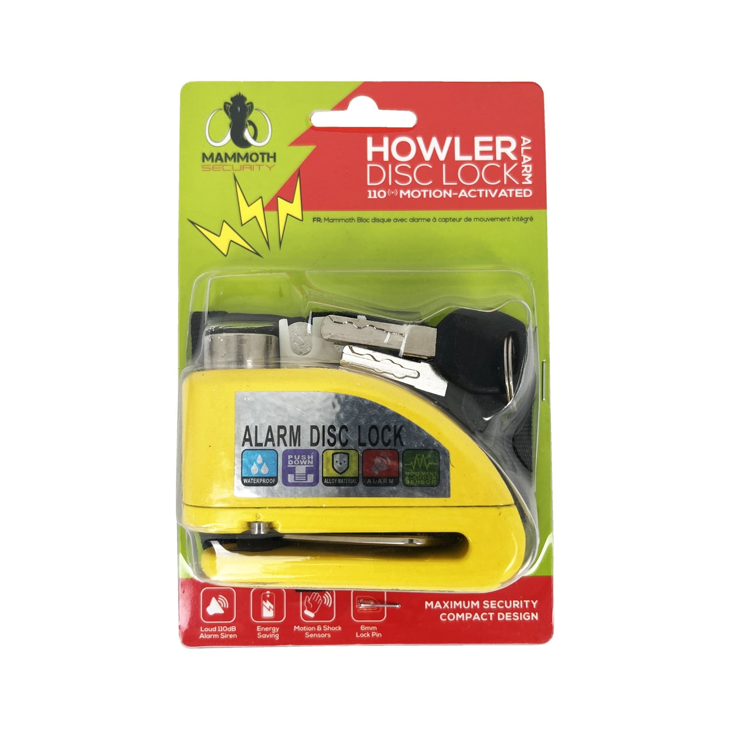 Mammoth Howler 110dB Motion Activated Disc Lock Alarm