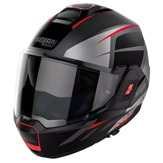 Nolan N120-1 Nightlife Flip Back Motorcycle Helmet - Black / Red / Grey