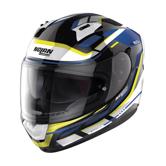 Nolan N60-6 Lancer Full Face Motorcycle Helmet - Gloss White / Blue / Yellow