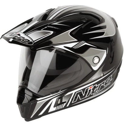 Nitro MX650 Adventure Motorcycle Helmet- Ion Black / White / Gunmetal