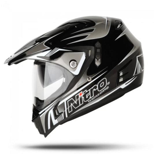 Nitro MX650 Adventure Motorcycle Helmet- Ion Black / White / Gunmetal